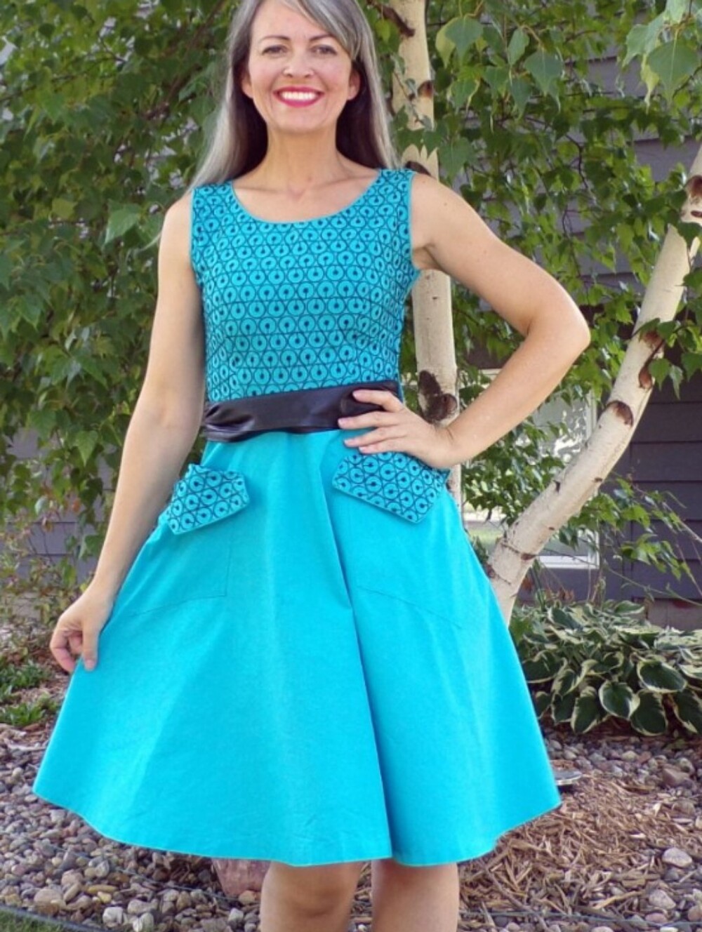 aqua 1950's DRESS WITH POCKETS handmade cutie xs S petite